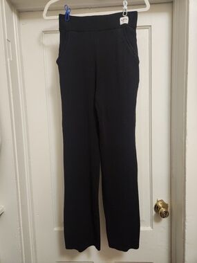 Nama Black Ribbed Wide-Leg Knit Pants W/Pockets Sz M NWOT